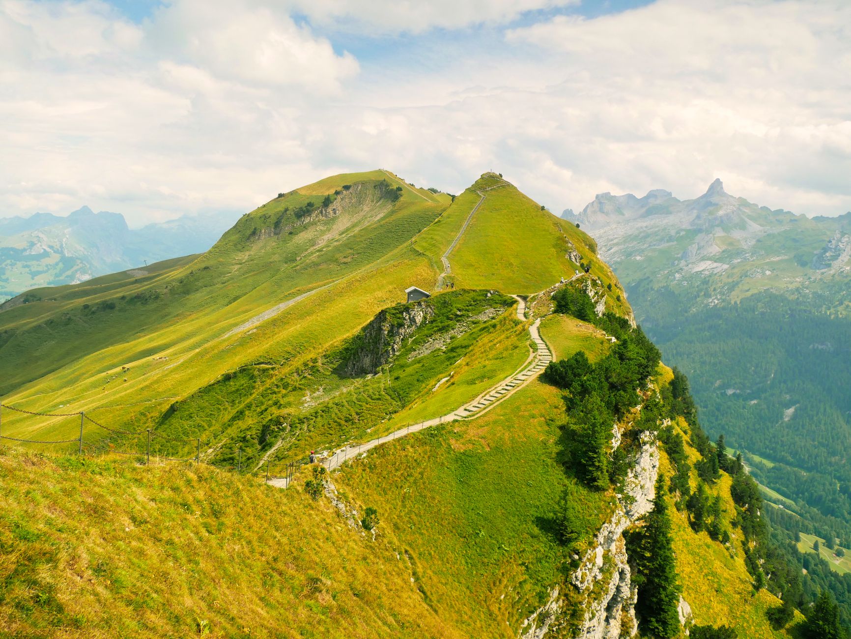 High altitude Alpine trekking trail with breathtaking views