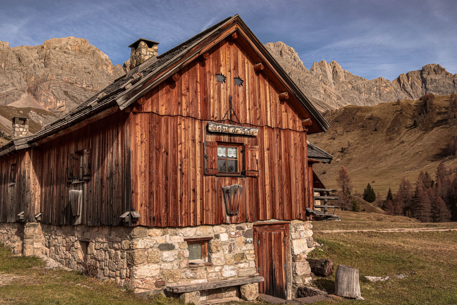 Historic European mountain villa surrounded by pine forests